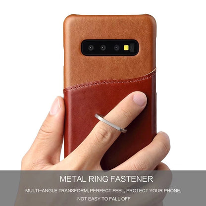 Knight Crow Genuine Leather Galaxy S10e Case Ring Holder