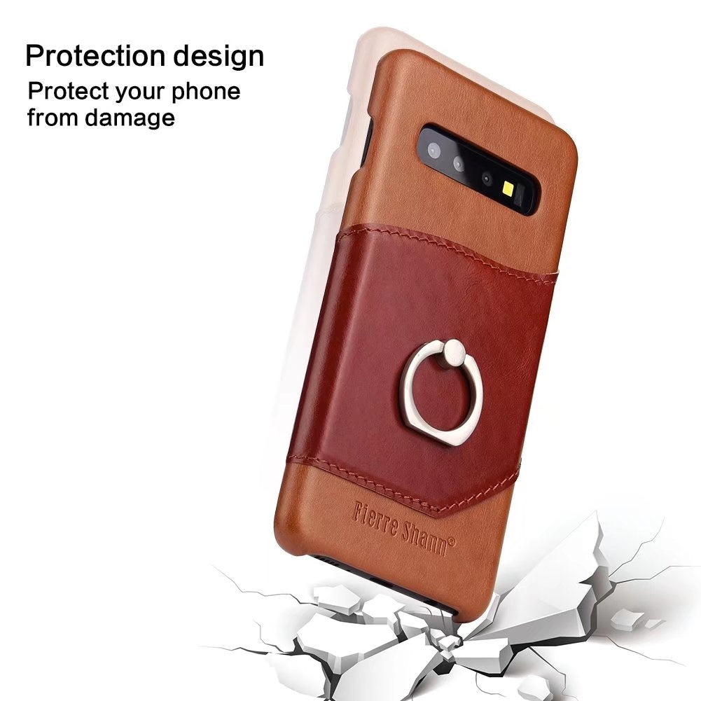 Knight Crow Genuine Leather Galaxy S10 Case Ring Holder