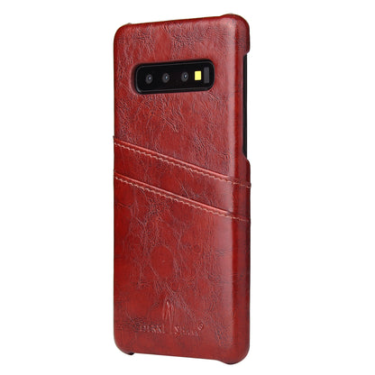 Oil Waxed Leather Card Holder Galaxy S10 Case Back