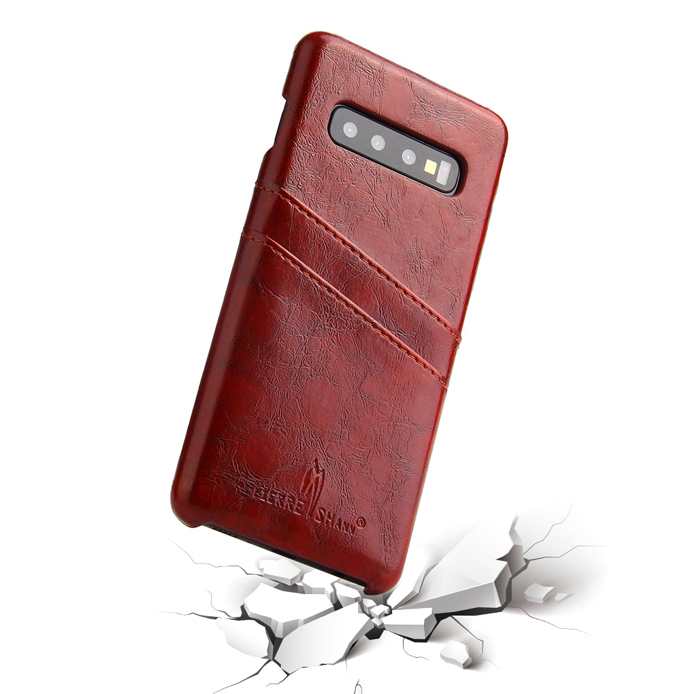 Oil Waxed Leather Card Holder Galaxy S10 Case Back