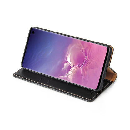 PU Leather Galaxy S10 Case Wallet Stand Texture Deluxe