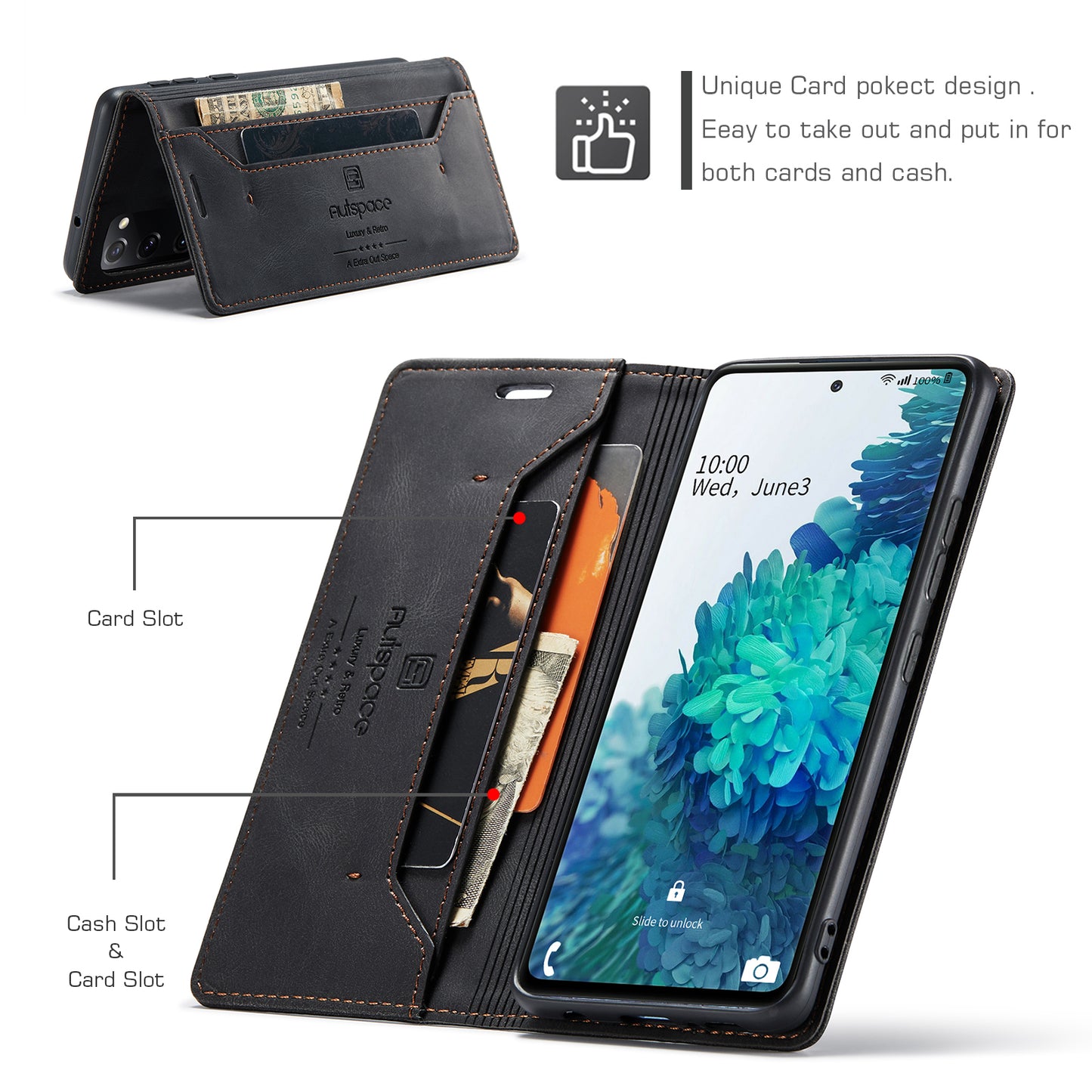 Luxury Retro Leather Galaxy S20 FE Case Magnetic Buckle RFID