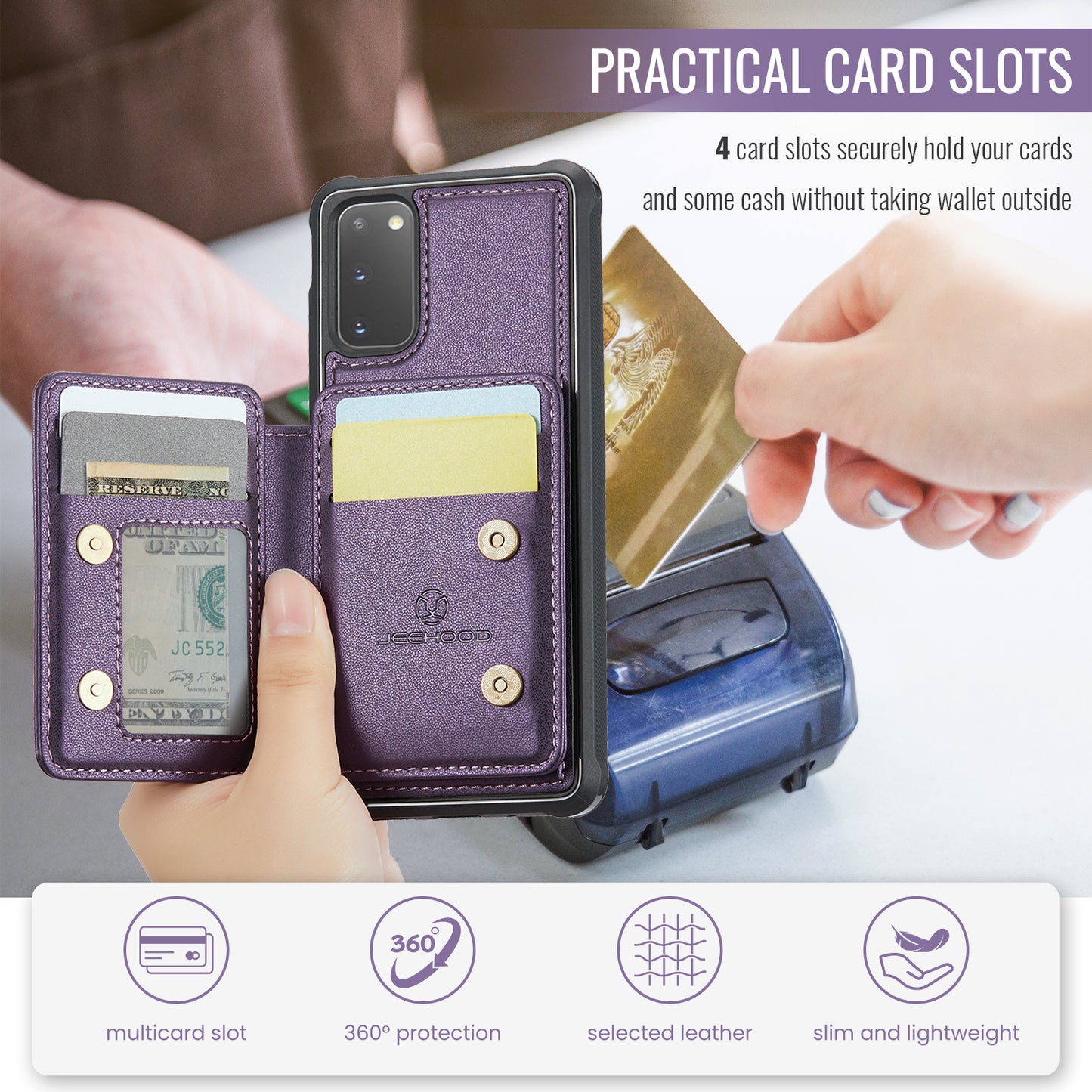 Magnetic Card Holder Galaxy S20 Case Detachable RFID Blocking