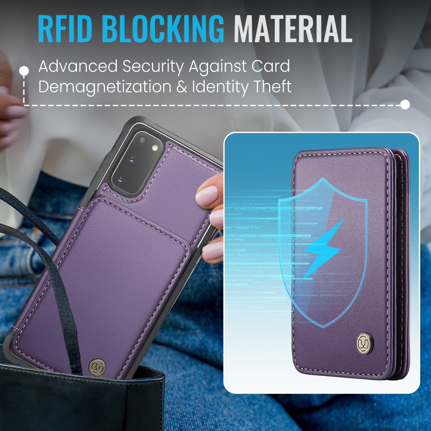 Magnetic Card Holder Galaxy S20 Case Detachable RFID Blocking