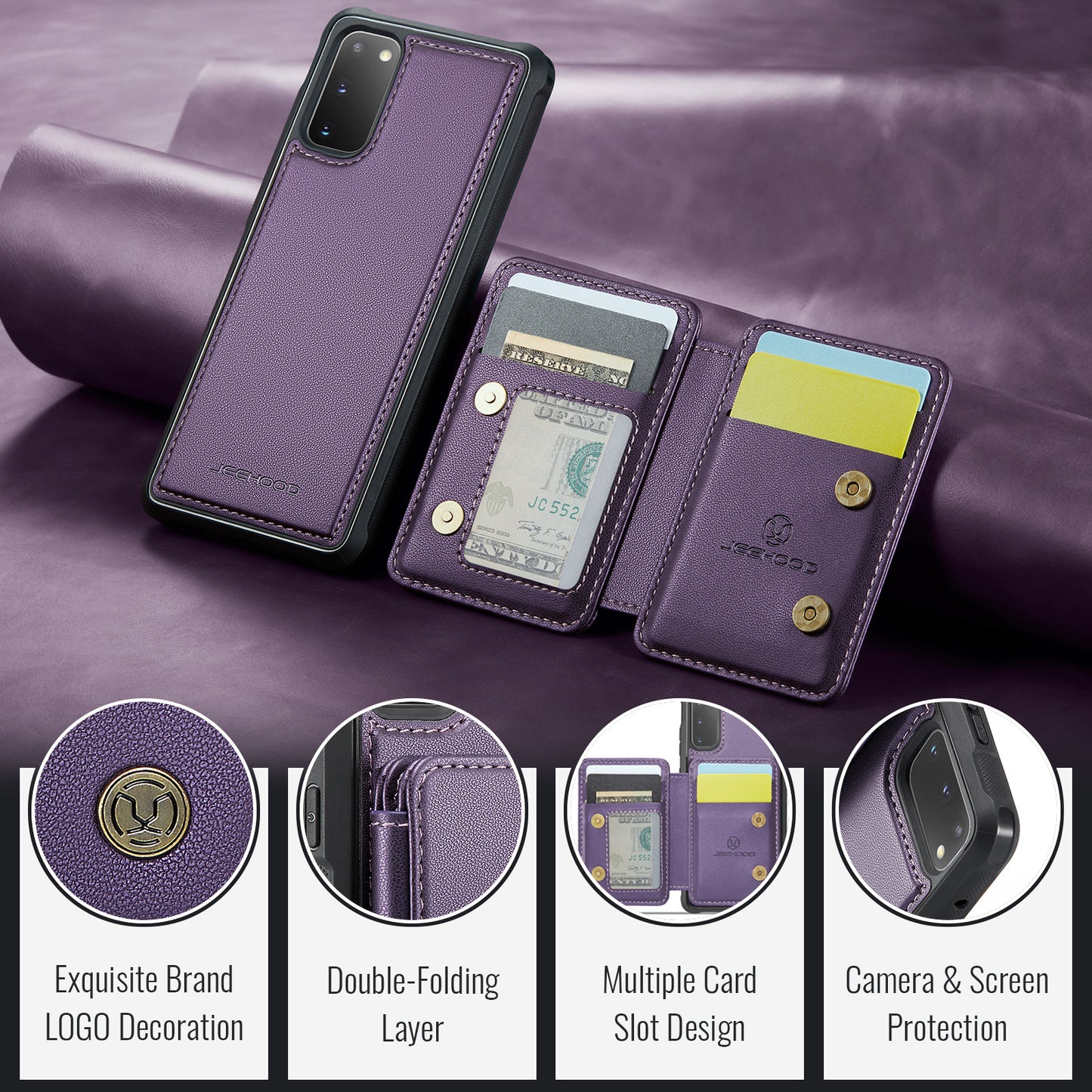 Magnetic Card Holder Galaxy S20 Case Detachable RFID Blocking