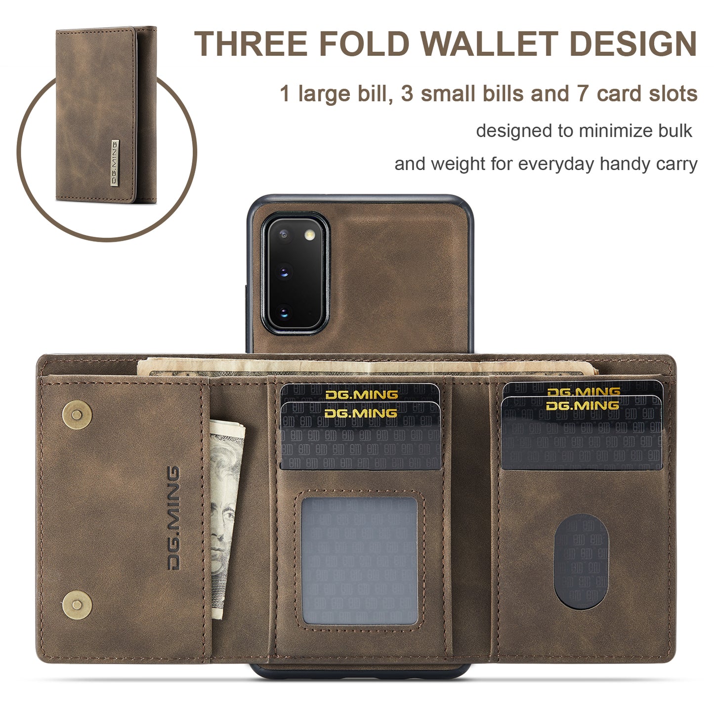 Retro Detachable Fold Wallet Galaxy S20 Case Magnetic Clip