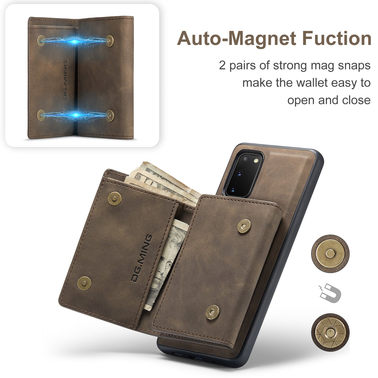 Retro Detachable Fold Wallet Galaxy S20 Case Magnetic Clip