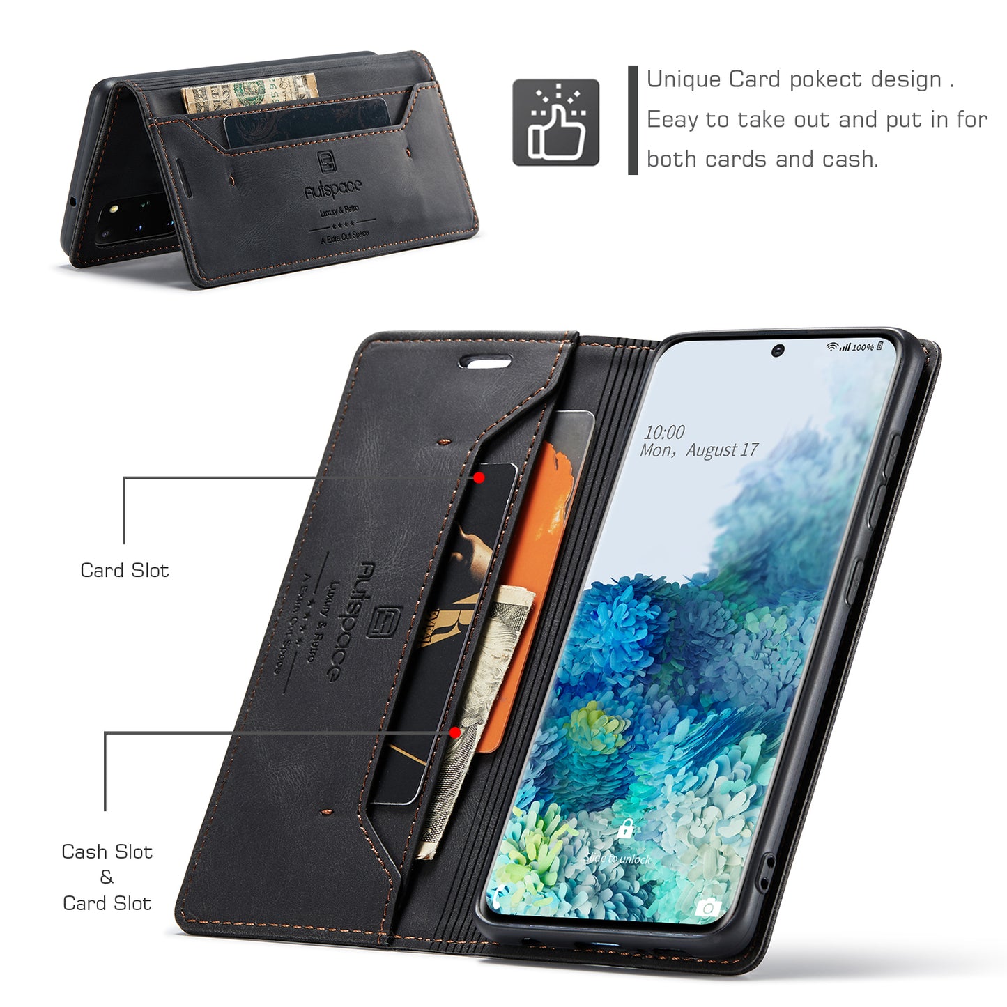 Luxury Retro Leather Galaxy S20+ Case Magnetic Buckle RFID