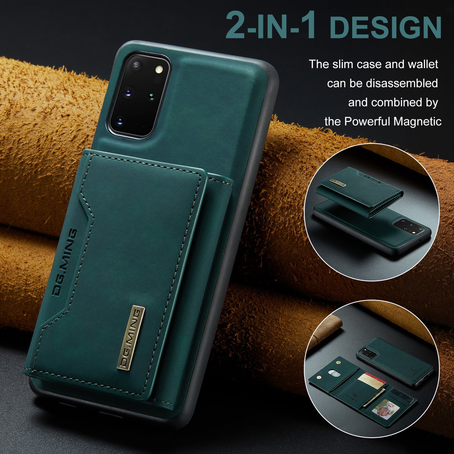 Retro Detachable Fold Card Holder Galaxy S20+ Case Magnetic Clip