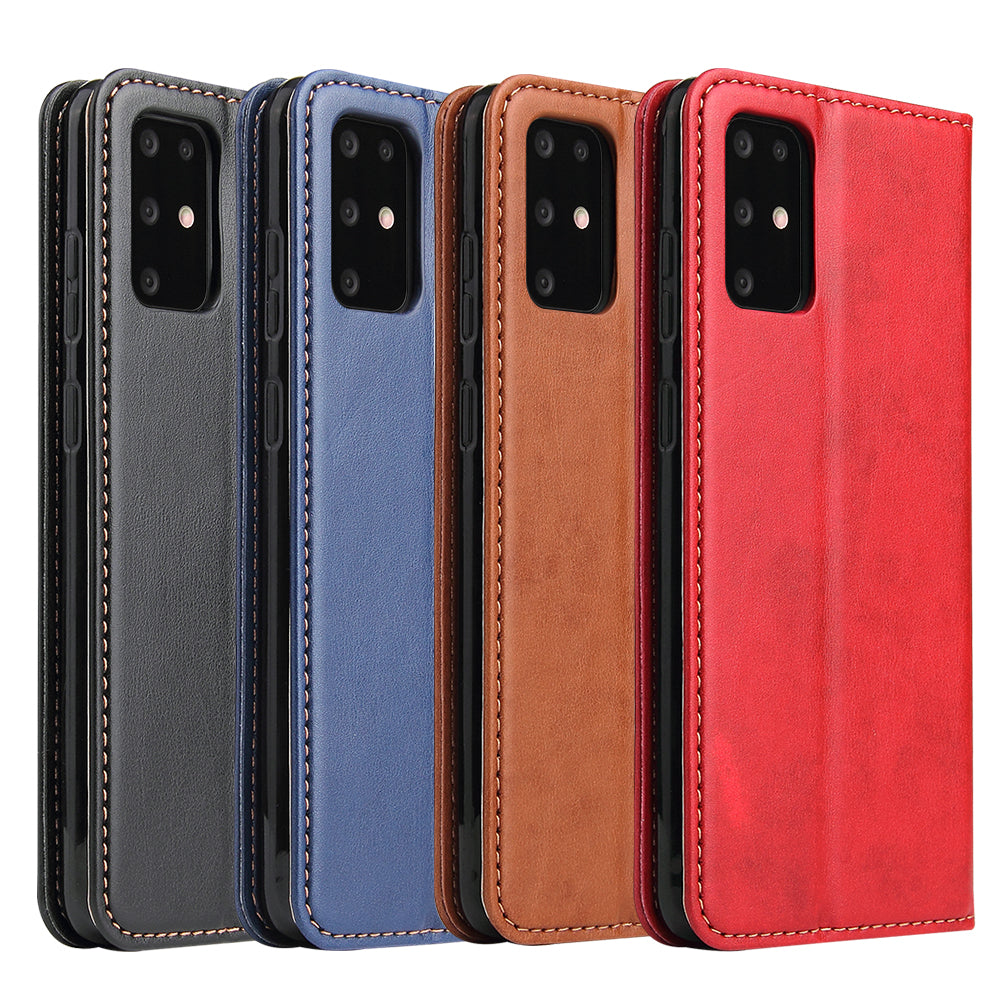 PU Leather Galaxy S20+ Case Wallet Stand Texture Deluxe