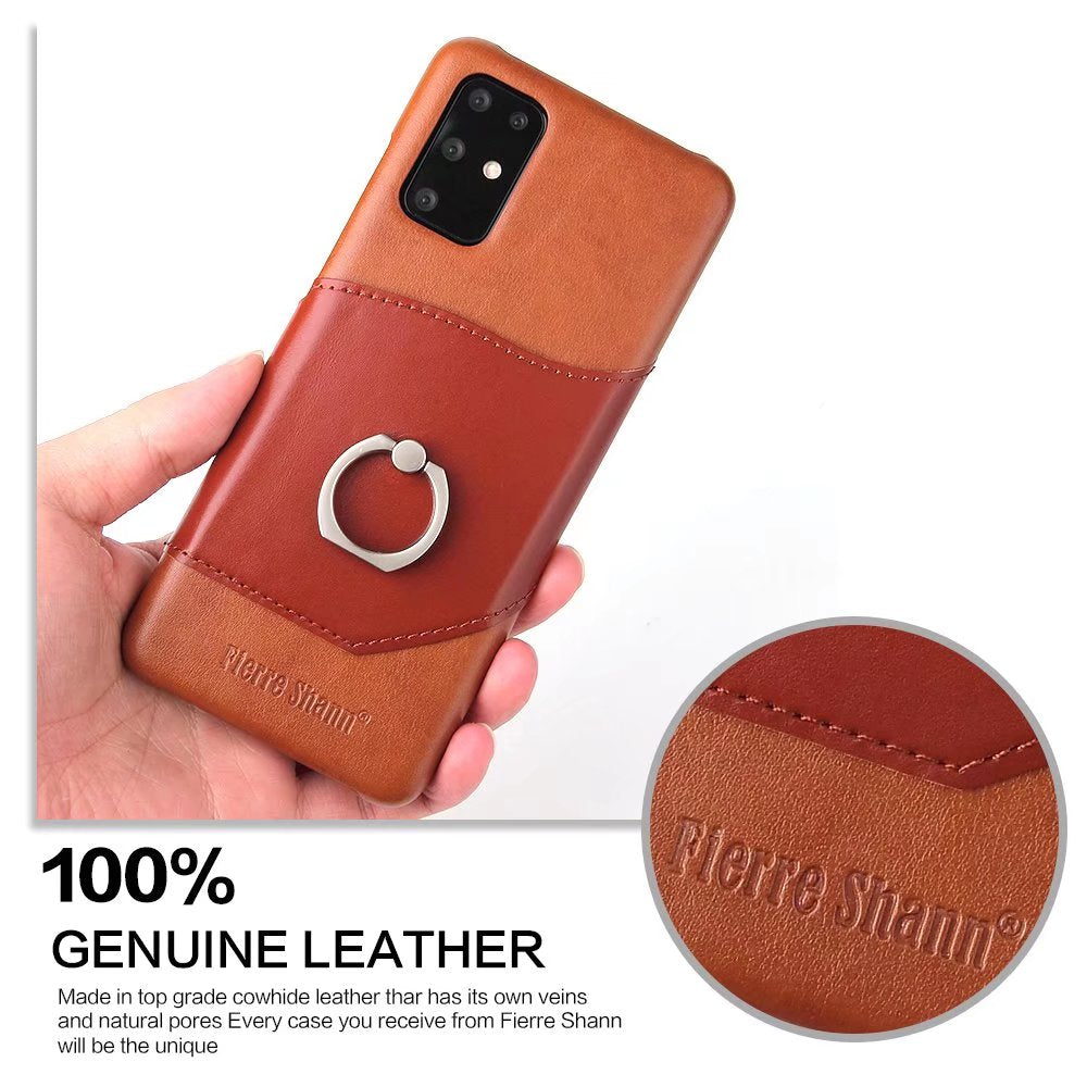 Knight Crow Genuine Leather Galaxy S20 Case Ring Holder