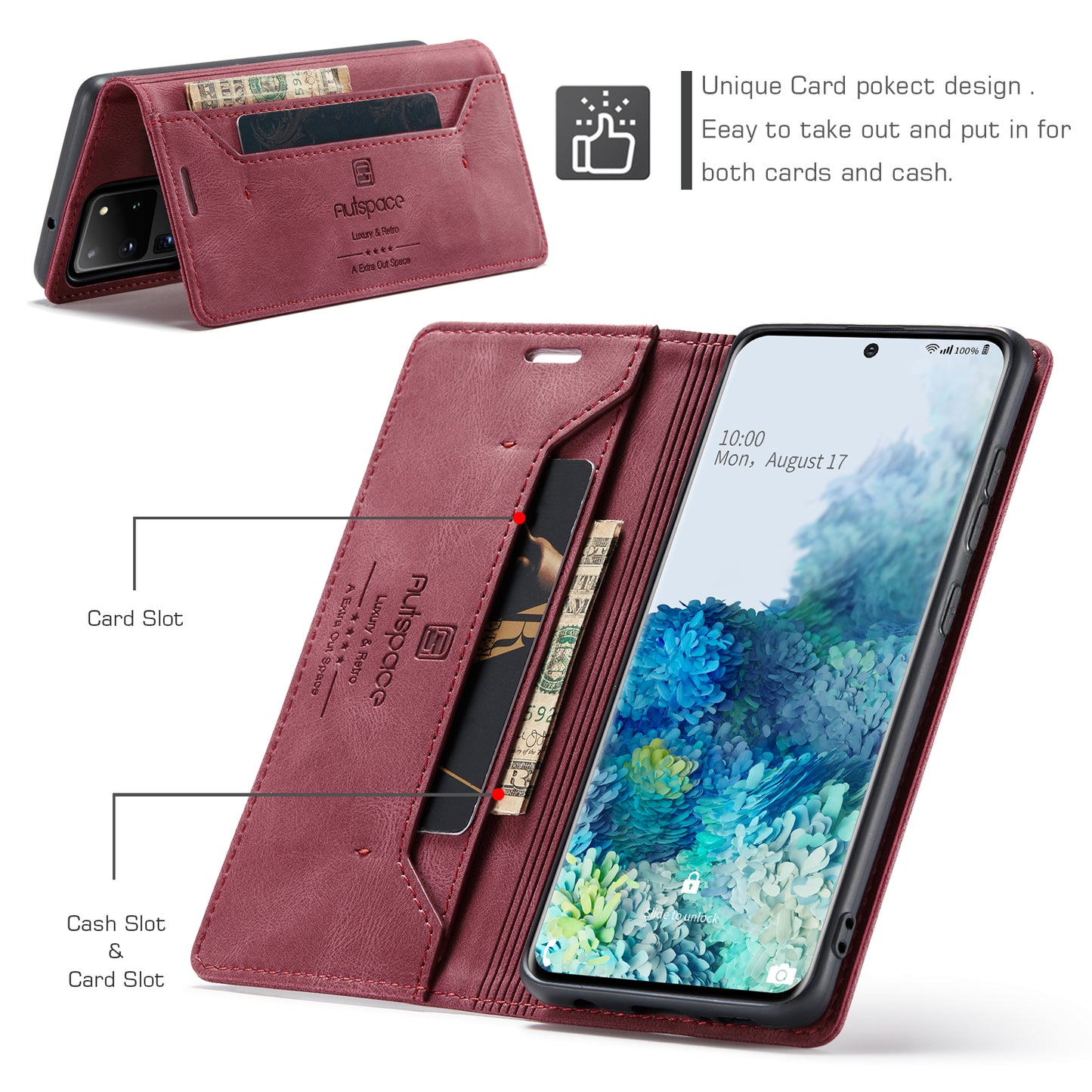 Luxury Retro Leather Galaxy S20 Ultra Case Magnetic Buckle RFID