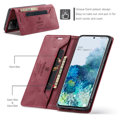 Luxury Retro Leather Galaxy S20 Ultra Case Magnetic Buckle RFID