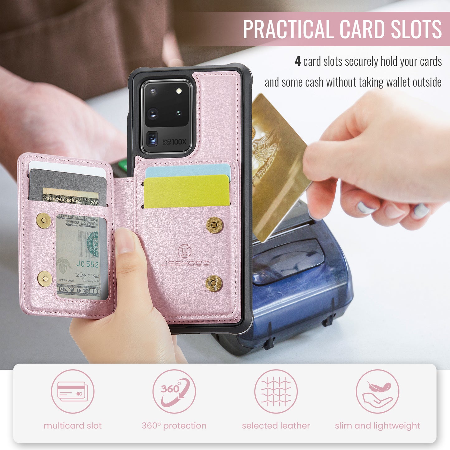 Magnetic Card Holder Galaxy S20 Ultra Case Detachable RFID Blocking