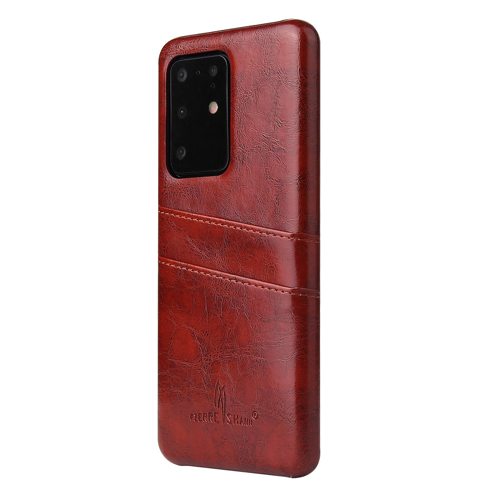 Oil Waxed Leather Card Holder Galaxy S20 Ultra Case Back