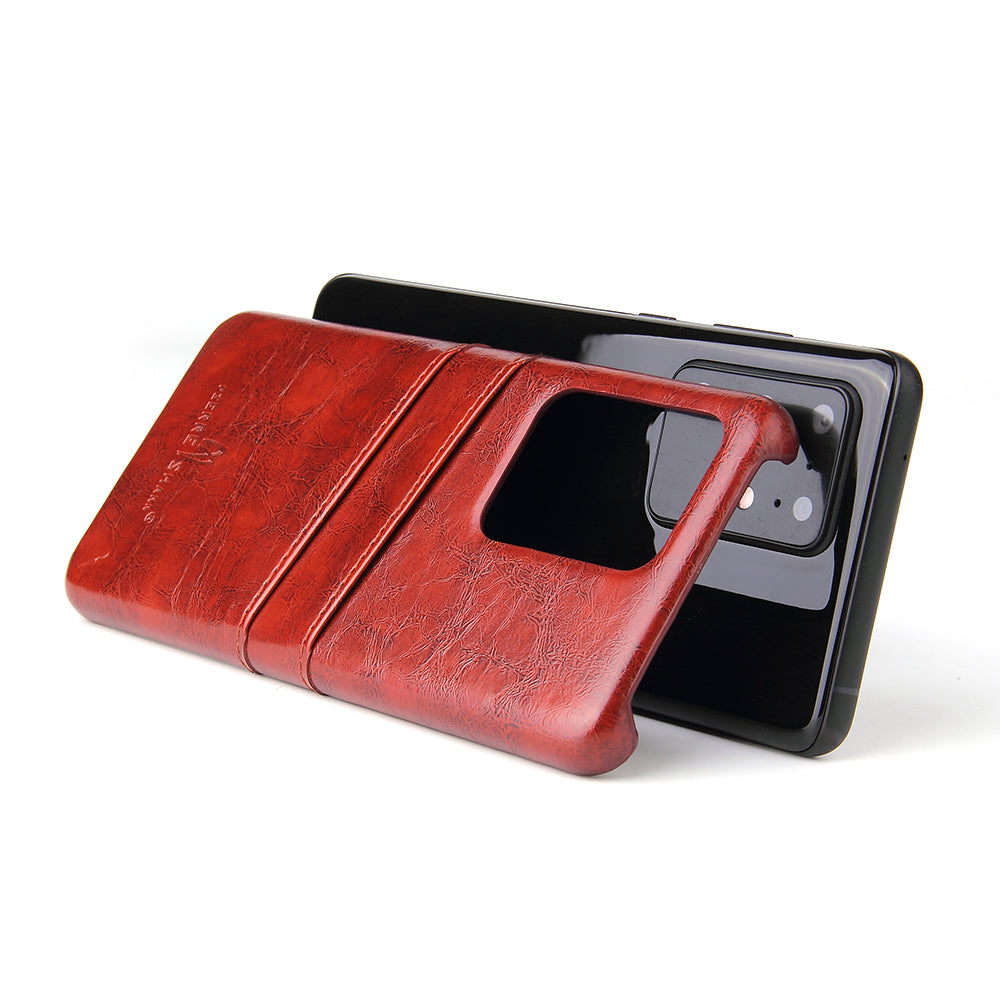 Oil Waxed Leather Card Holder Galaxy S20 Ultra Case Back