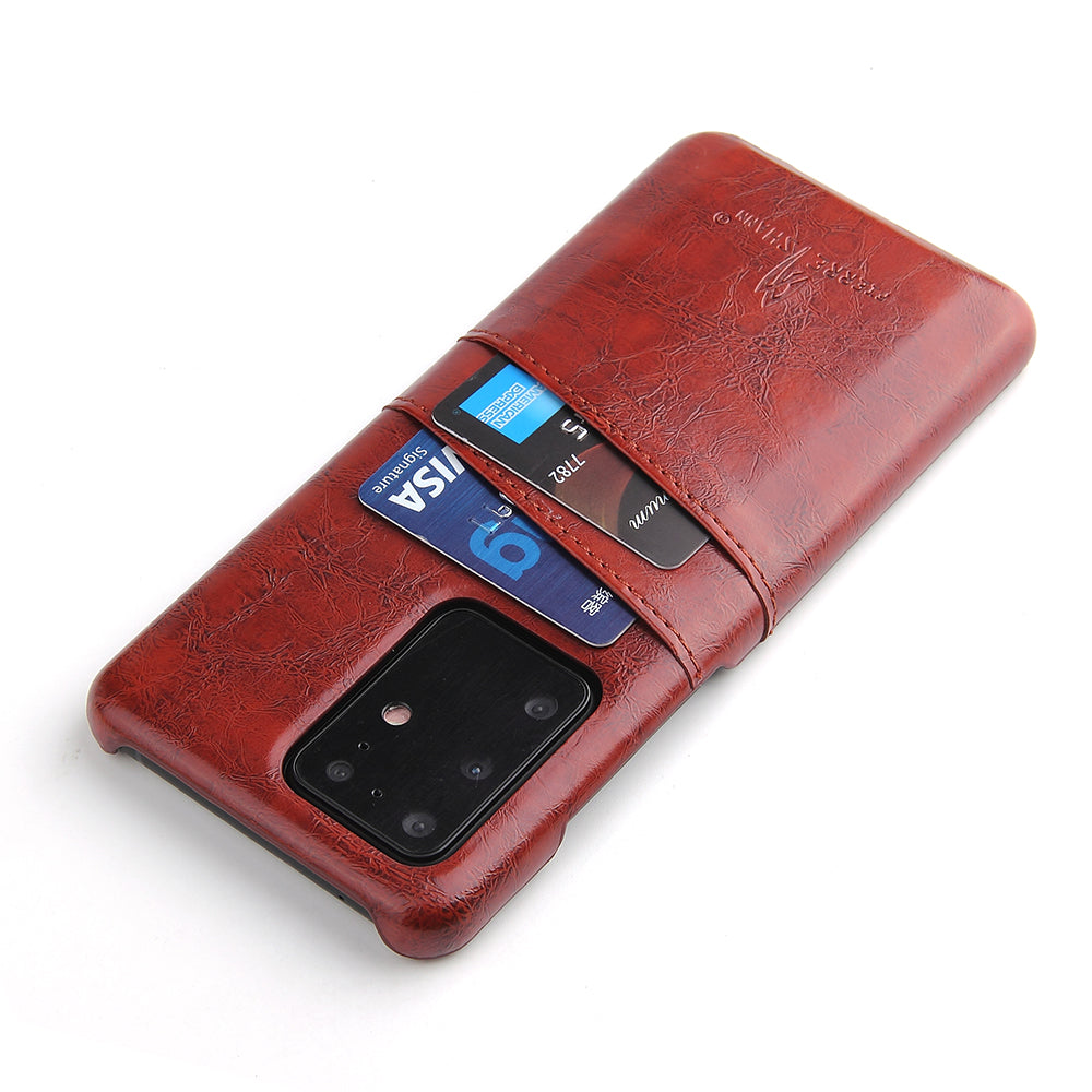 Oil Waxed Leather Card Holder Galaxy S20 Ultra Case Back