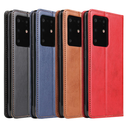 PU Leather Galaxy S20 Ultra Case Wallet Stand Texture Deluxe