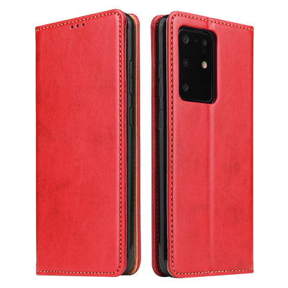 PU Leather Galaxy S20 Ultra Case Wallet Stand Texture Deluxe