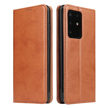 PU Leather Galaxy S20 Ultra Case Wallet Stand Texture Deluxe