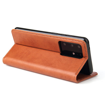 PU Leather Galaxy S20 Ultra Case Wallet Stand Texture Deluxe