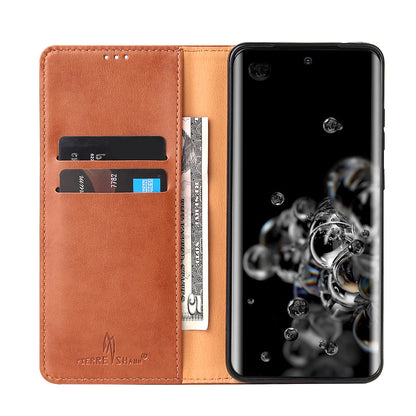 PU Leather Galaxy S20 Ultra Case Wallet Stand Texture Deluxe