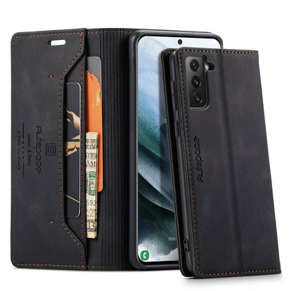 Luxury Retro Leather Galaxy S21+ Case Magnetic Buckle RFID