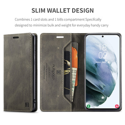 Luxury Retro Leather Galaxy S21+ Case Magnetic Buckle RFID