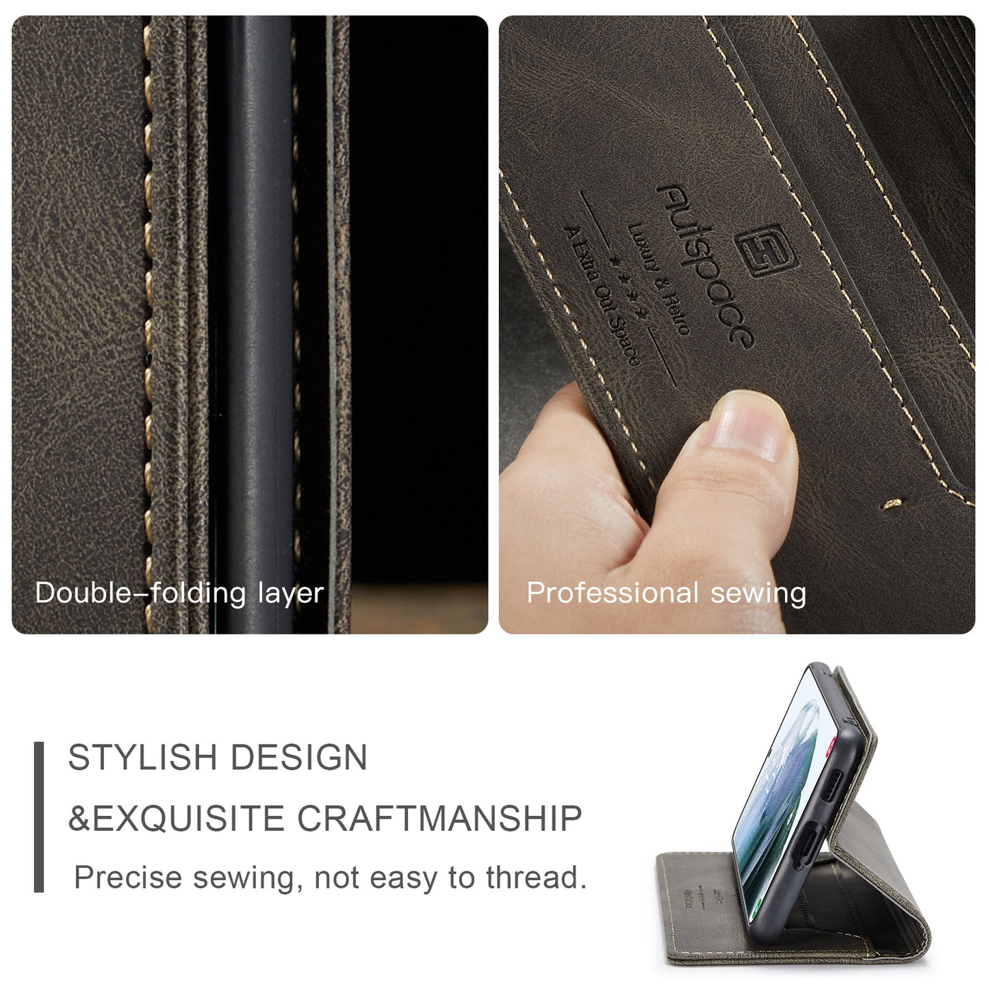 Luxury Retro Leather Galaxy S21+ Case Magnetic Buckle RFID