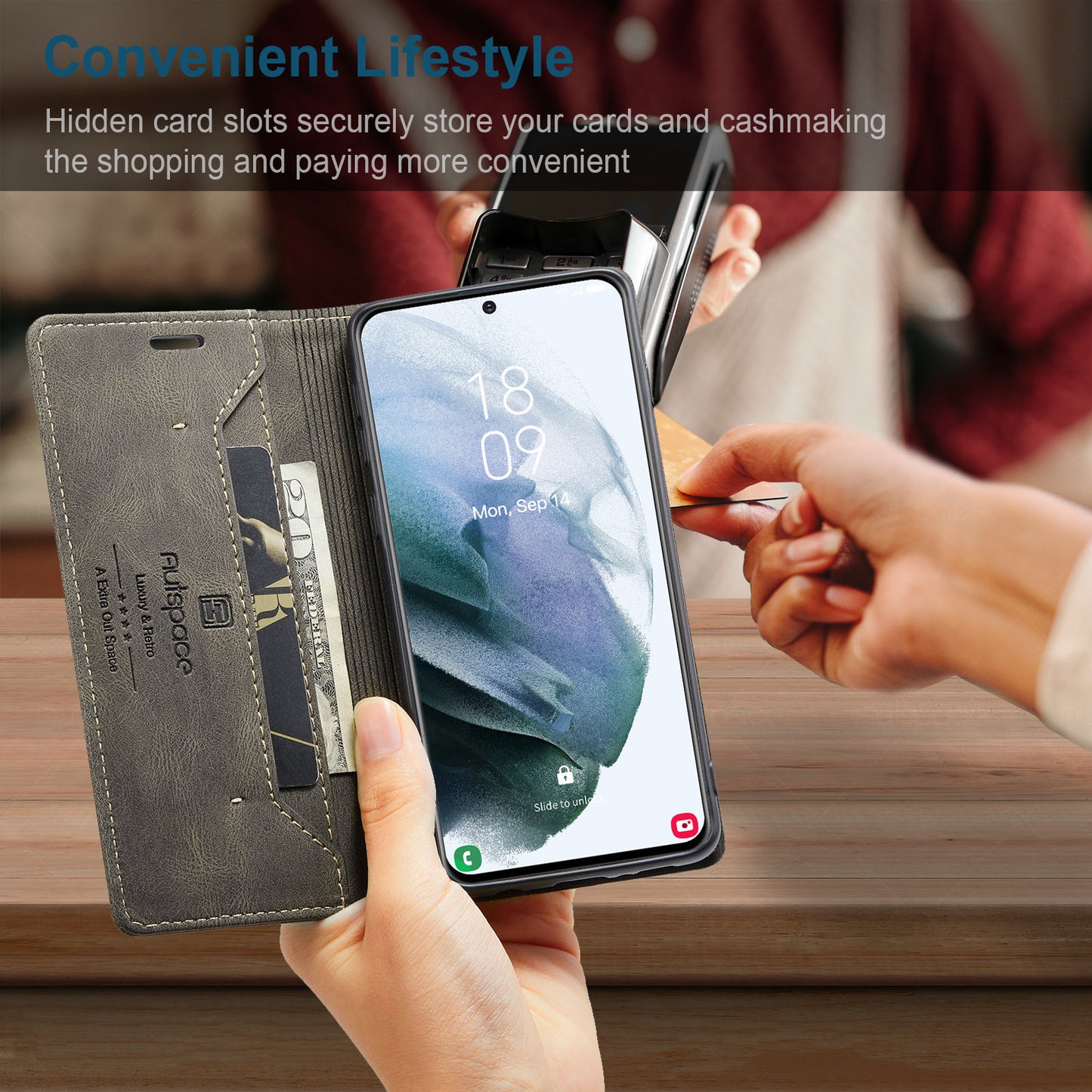 Luxury Retro Leather Galaxy S21+ Case Magnetic Buckle RFID