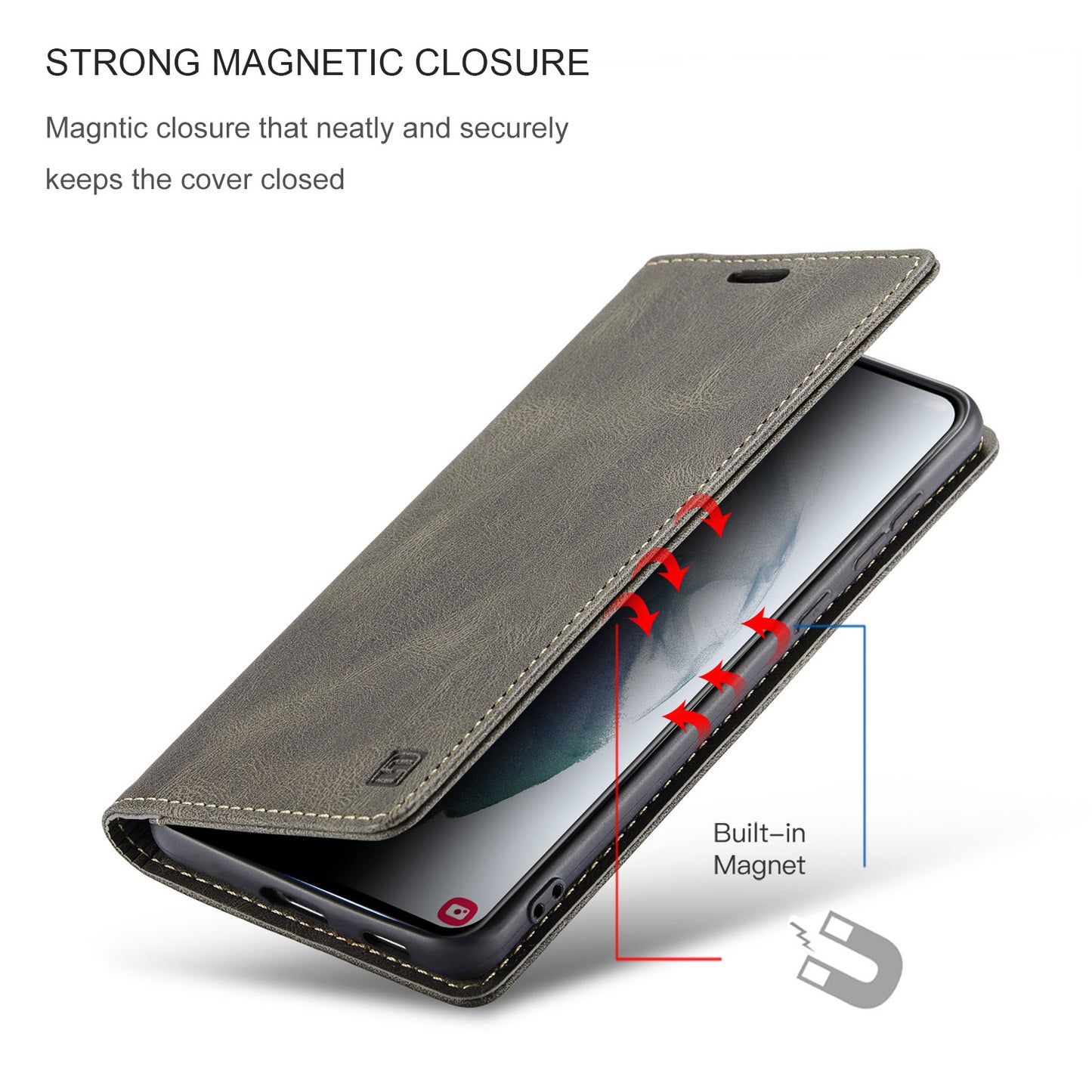 Luxury Retro Leather Galaxy S21+ Case Magnetic Buckle RFID