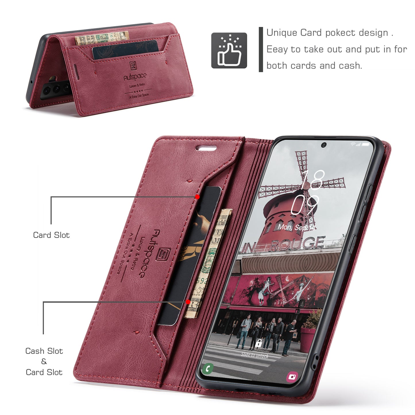 Luxury Retro Leather Galaxy S21 FE Case Magnetic Buckle RFID