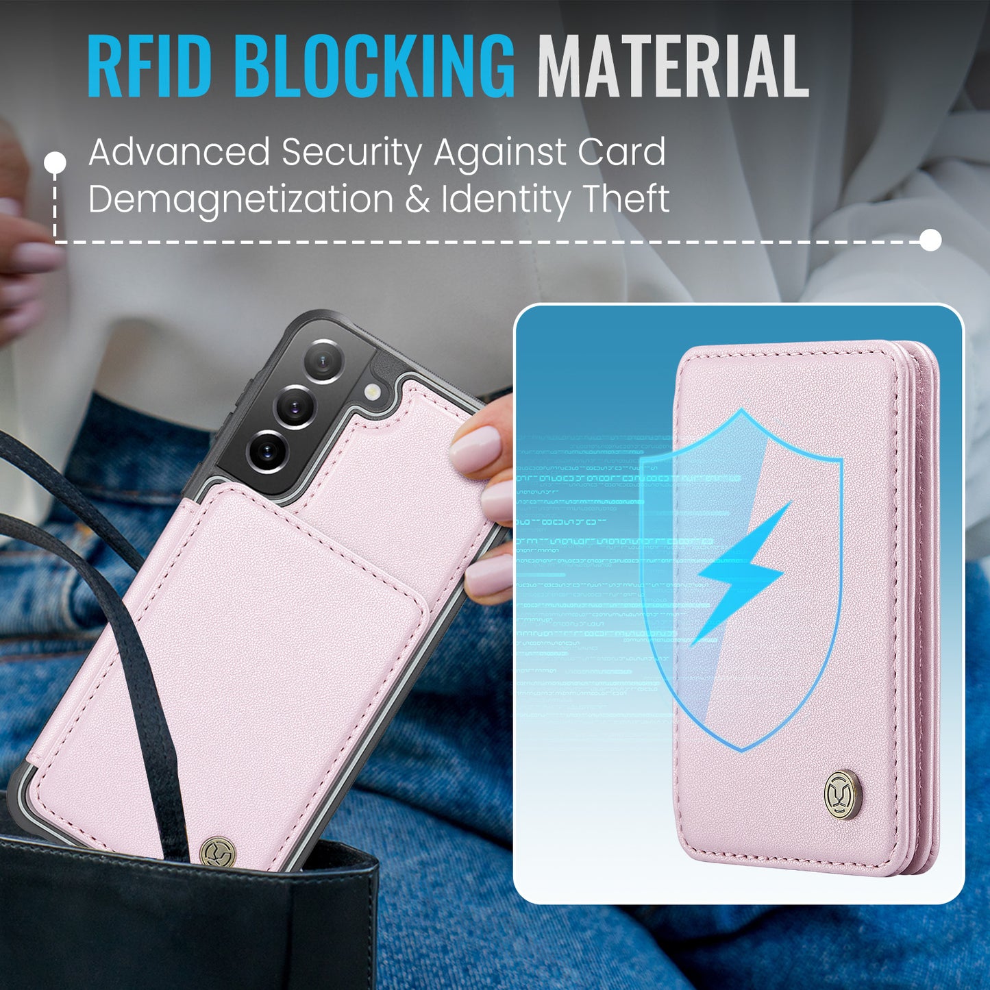 Magnetic Card Holder Galaxy S21 FE Case Detachable RFID Blocking