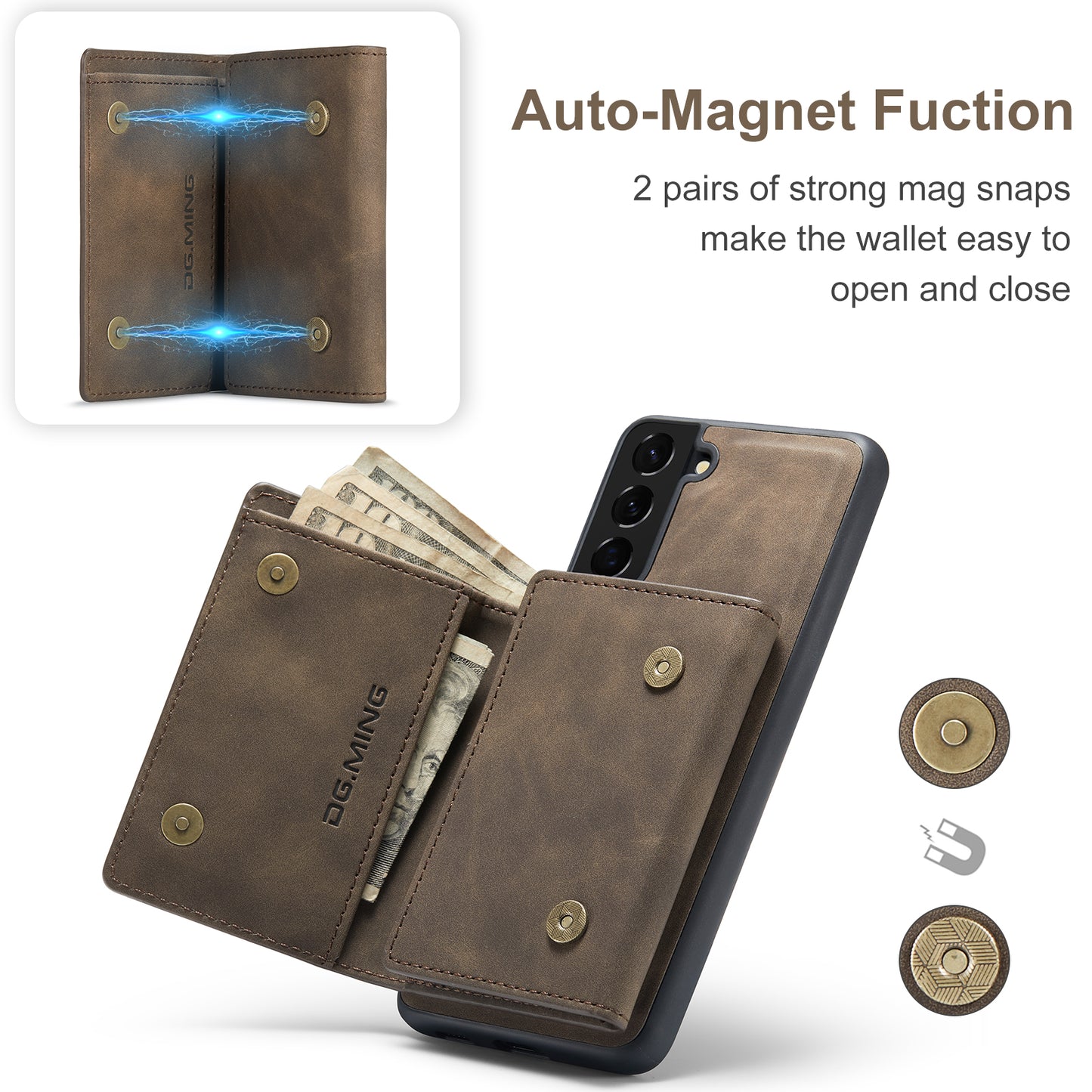 Retro Detachable Fold Wallet Galaxy S21 FE Case Magnetic Clip