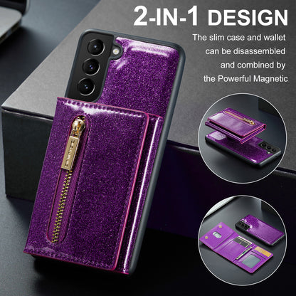 Glitter Leather 2-in-1 Wallet Zipper Galaxy S21 FE Case Detachable