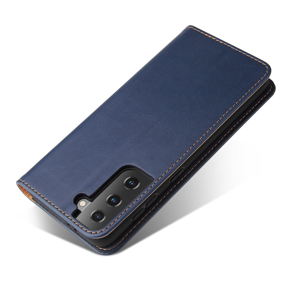 PU Leather Galaxy S21 FE Case Wallet Stand Texture Deluxe