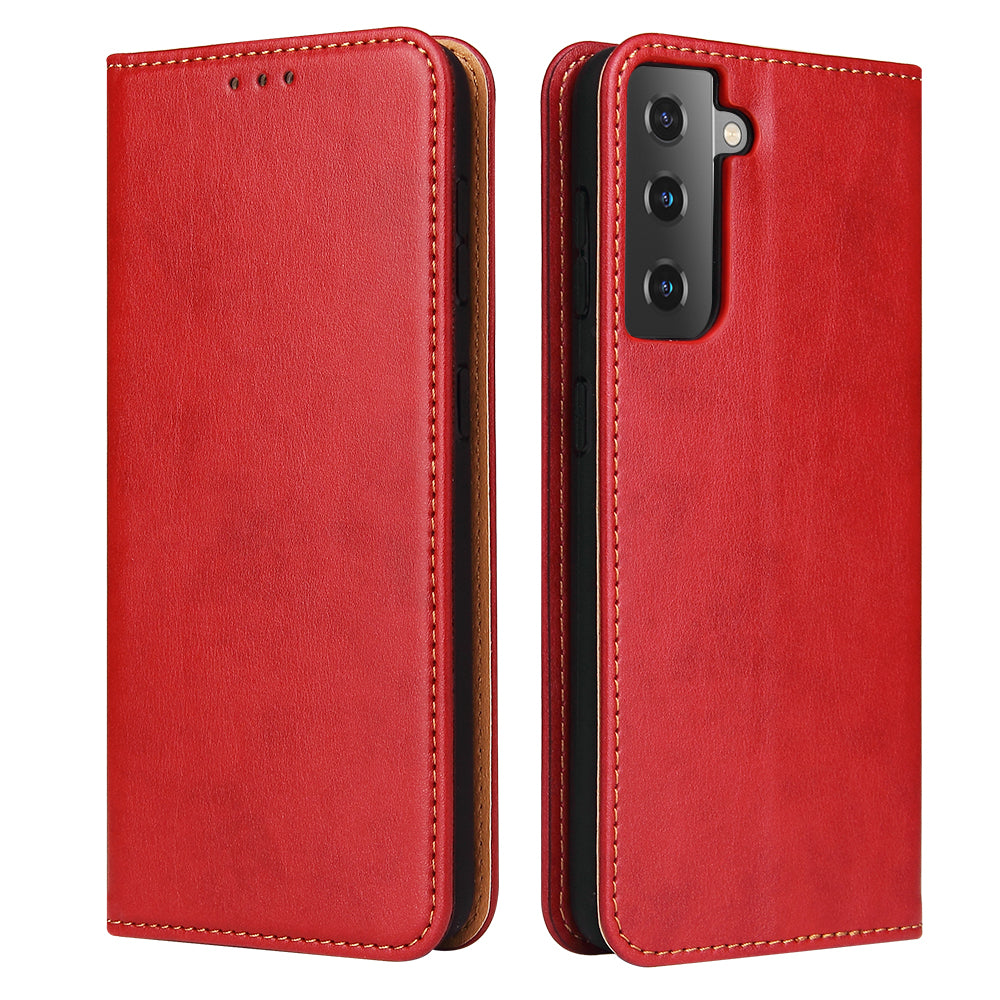 PU Leather Galaxy S21 FE Case Wallet Stand Texture Deluxe