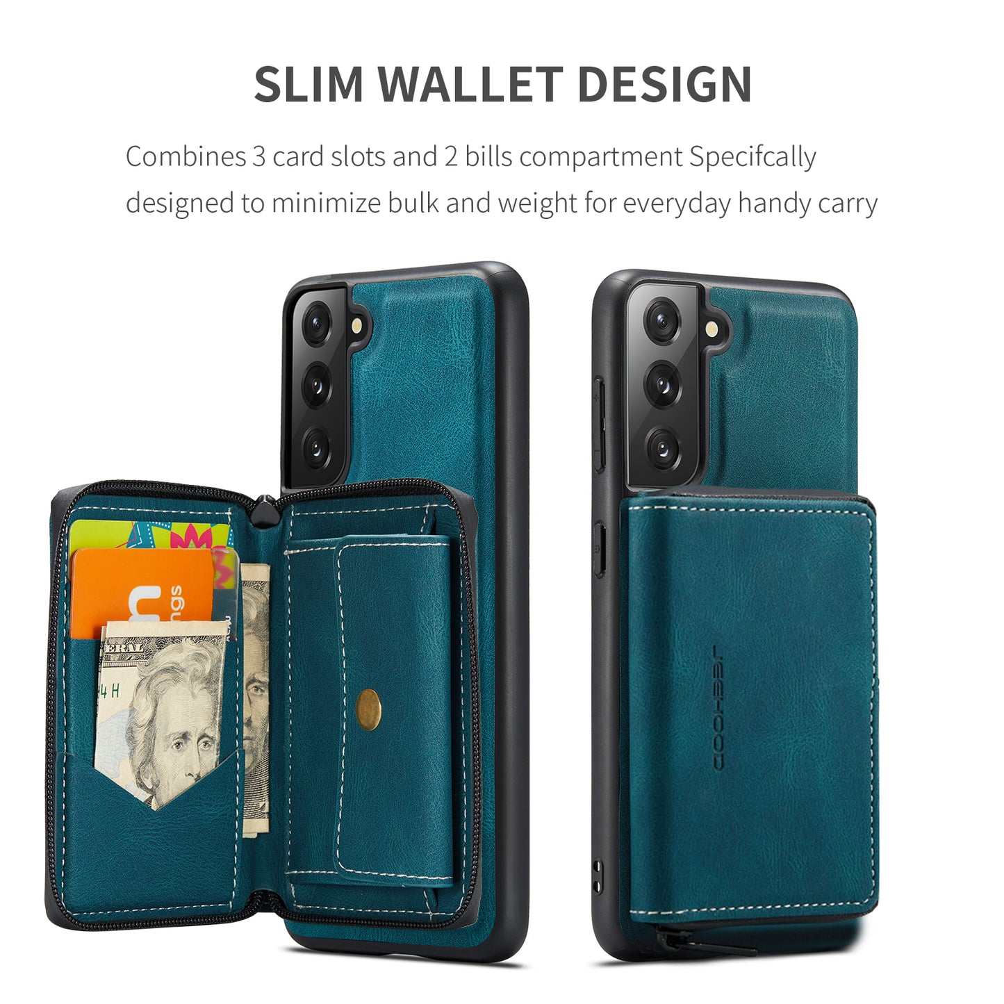 Magnetic Removable Zipper Wallet Galaxy S20 FE Case Leather Back