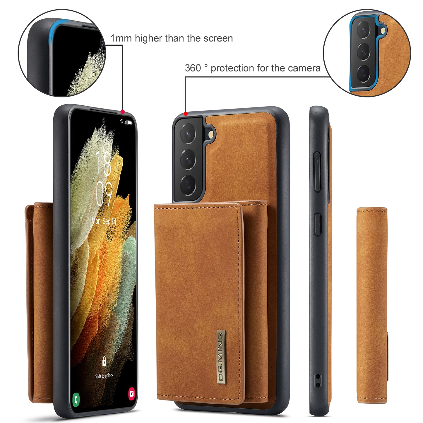 Retro Detachable Fold Wallet Galaxy S21 Case Magnetic Clip