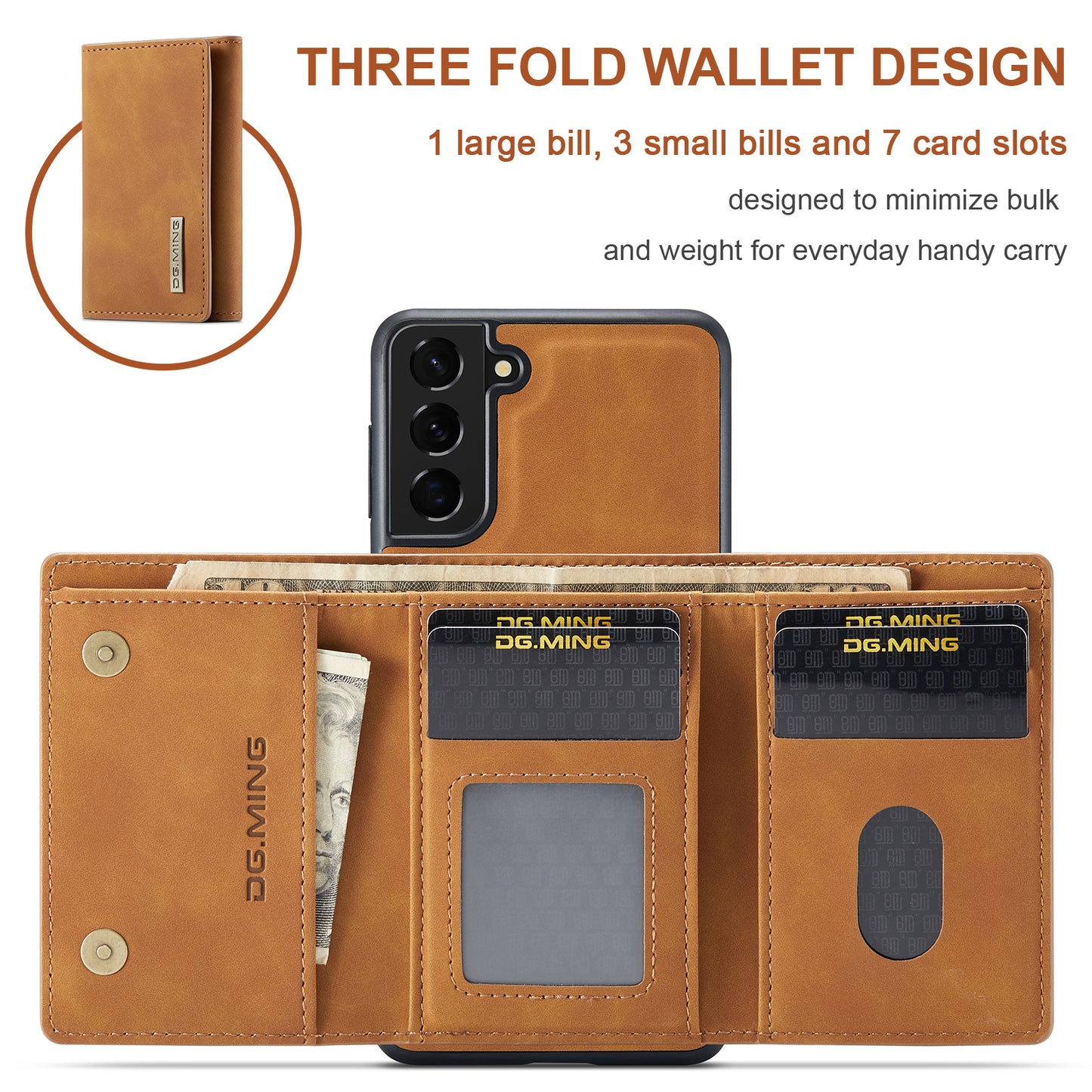 Retro Detachable Fold Wallet Galaxy S21 Case Magnetic Clip