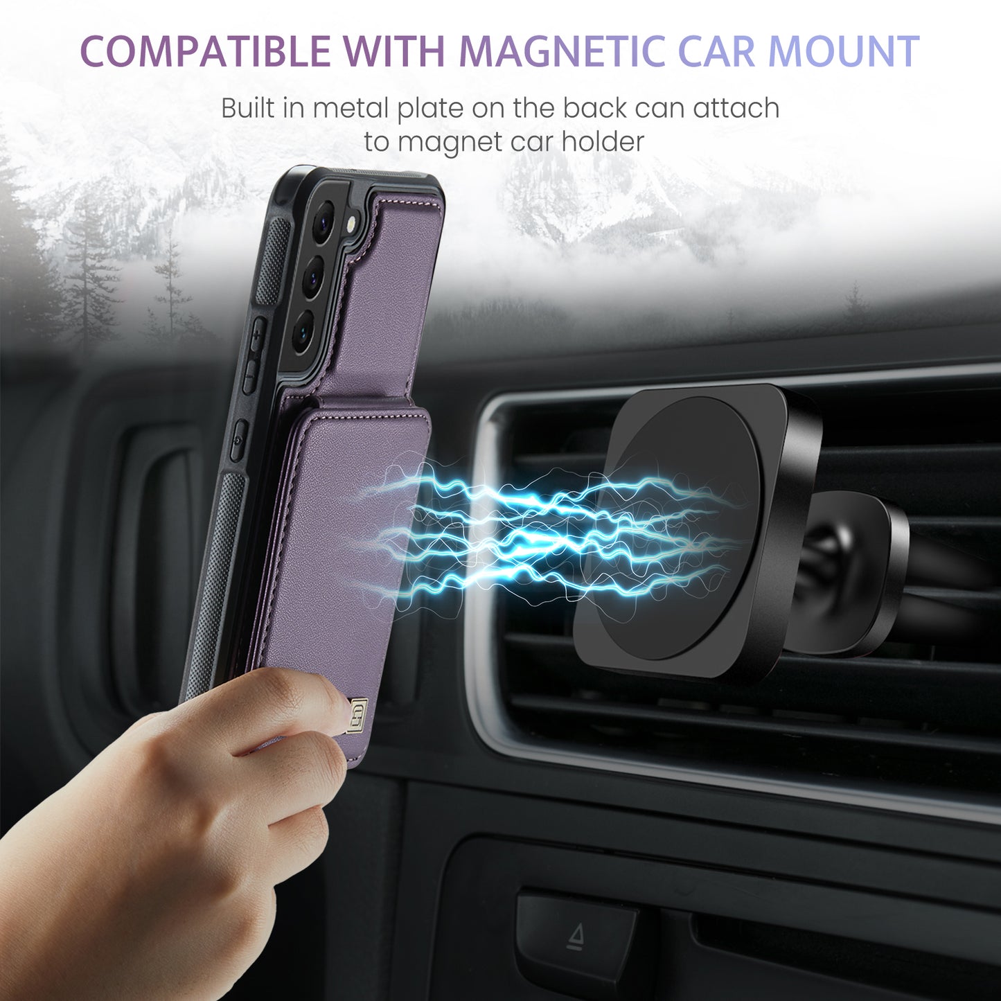 Multiple Card Slots Galaxy S22+ Case Magnetic Car Mount