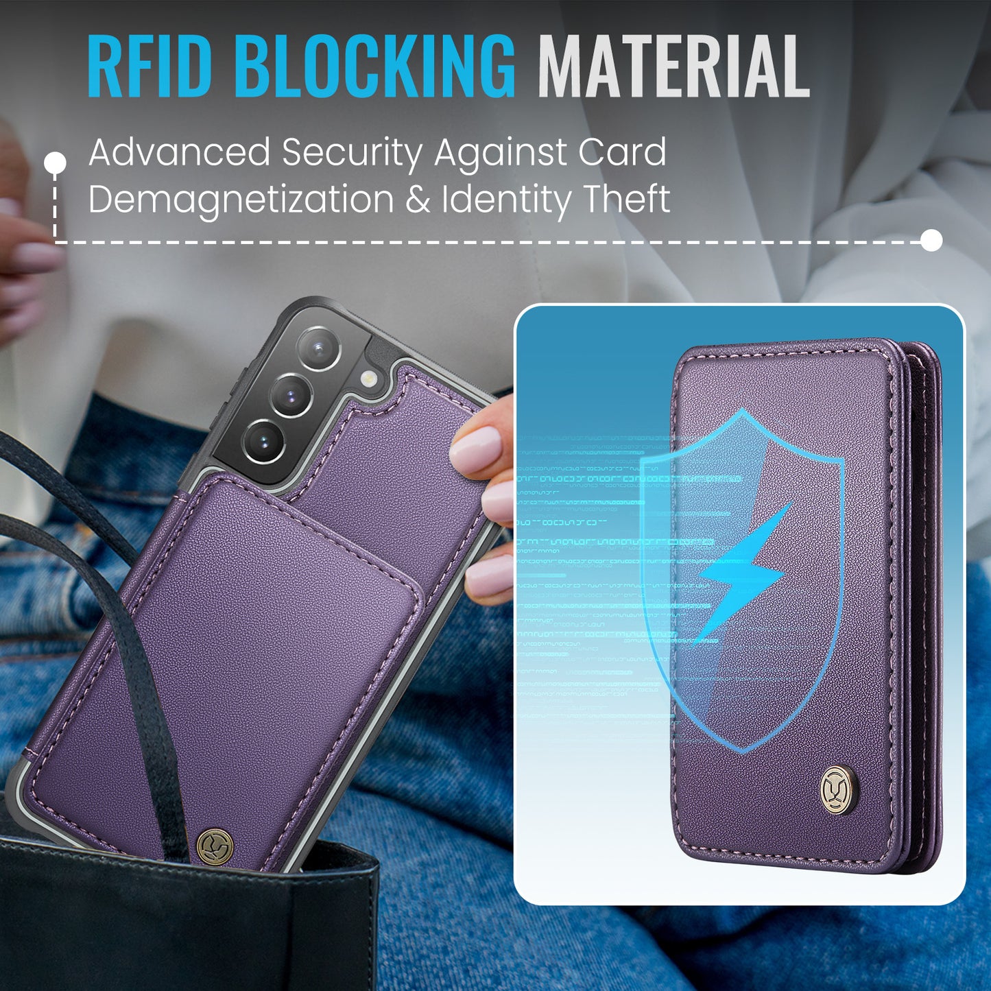 Magnetic Card Holder Galaxy S21+ Case Detachable RFID Blocking