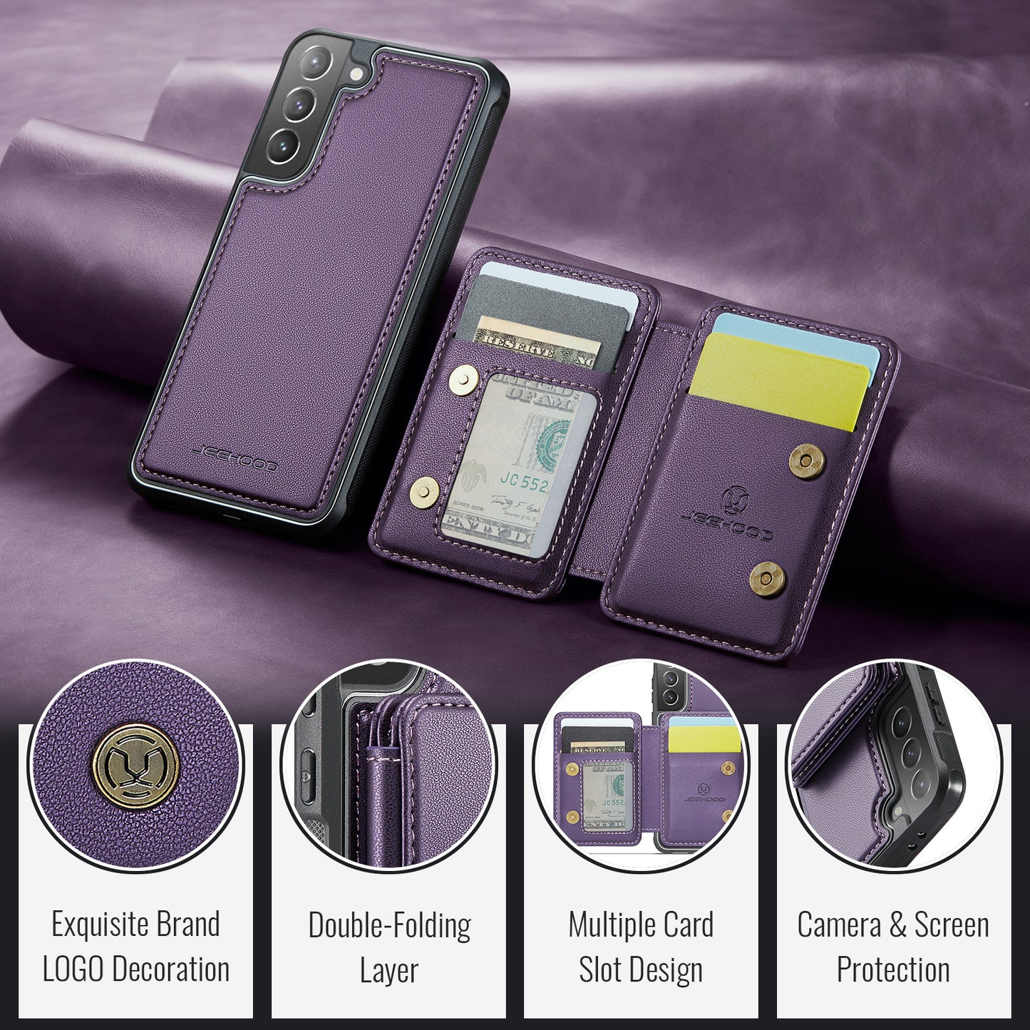 Magnetic Card Holder Galaxy S21+ Case Detachable RFID Blocking