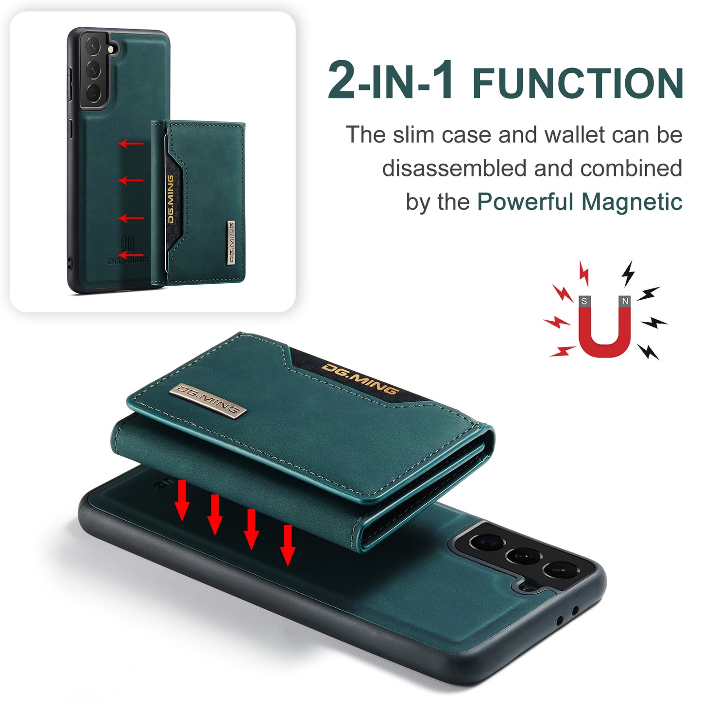 Retro Detachable Fold Card Holder Galaxy S21+ Case Magnetic Clip