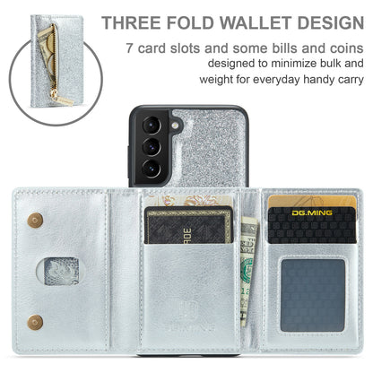 Glitter Leather 2-in-1 Wallet Zipper Galaxy S21+ Case Detachable