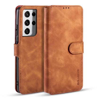 Retro Leather Edge Galaxy S21 Ultra Case with Hand Strap