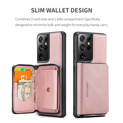 Magnetic Removable Zipper Wallet Galaxy S22 Ultra Case Leather Back