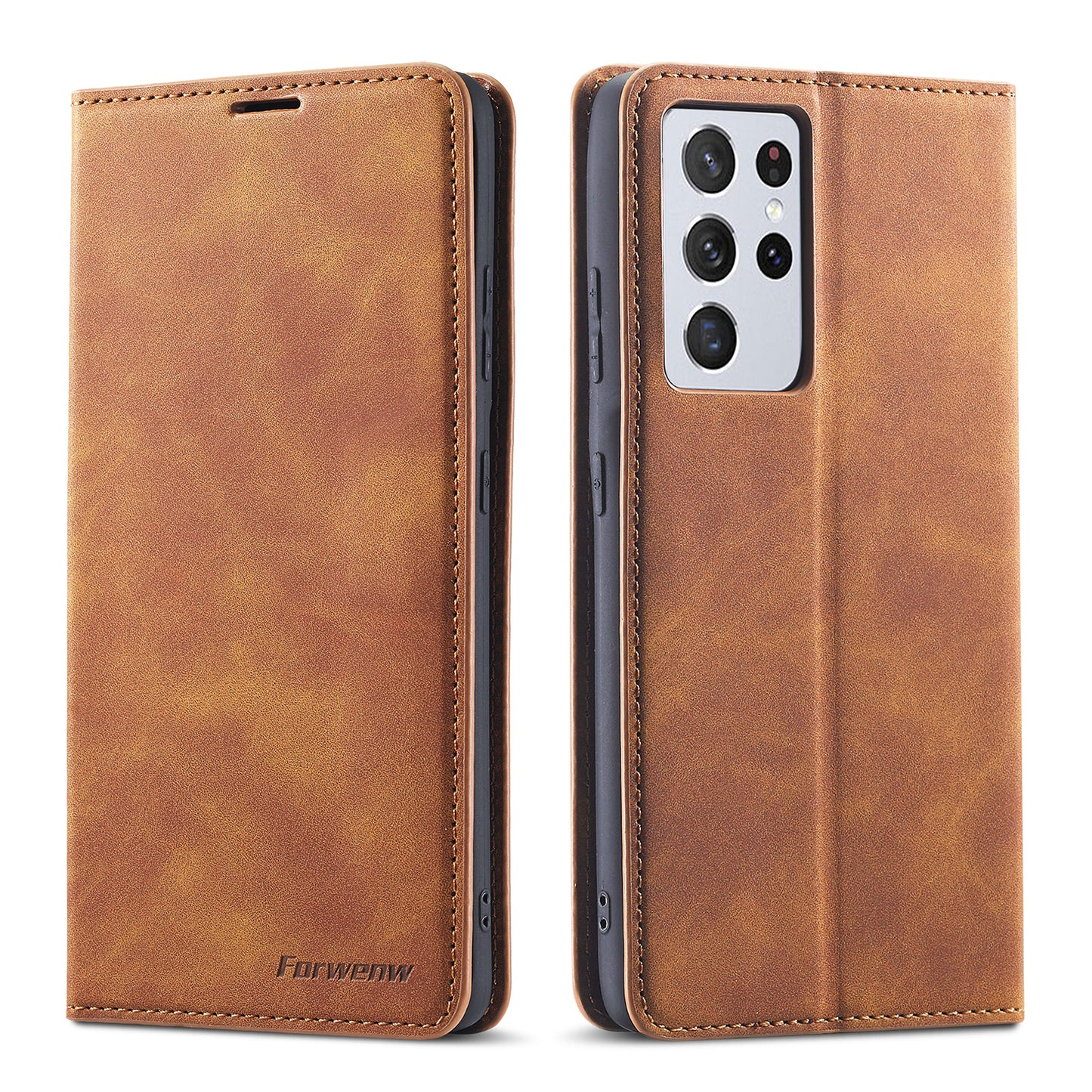 Illusion Slim Retro Leather Galaxy S21 Ultra Case Magnetic