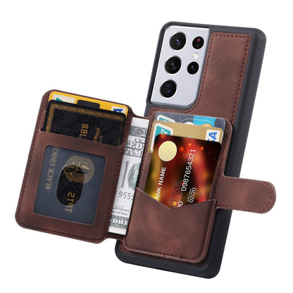 Fantasy Card Slots Buckle Galaxy S21 Ultra Case Leather Anti-theft