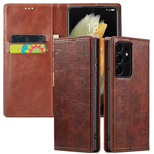 Tree Artificial Leather Galaxy S21 Ultra Case Wallet Stand